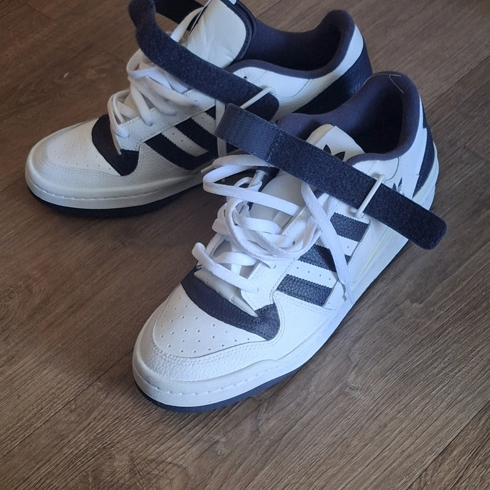Adidas Blue and White Athletic Shoes with Supportive Sole and Breathable Upper